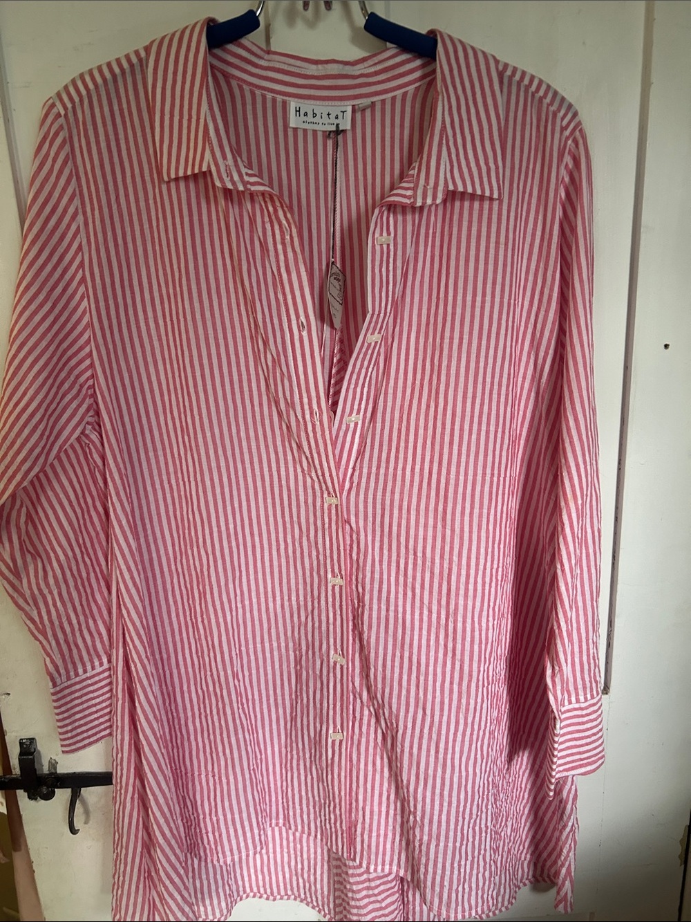 Habitat Pink and White Striped Button-Down Shirt